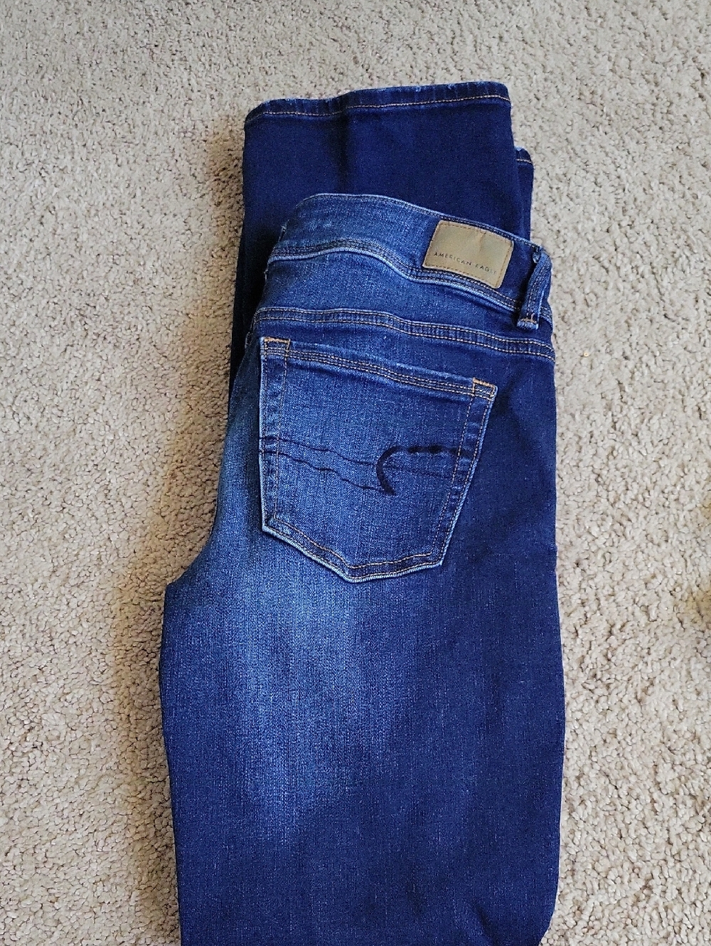aerie Dark Blue Denim Jeans with Contrast Stitching